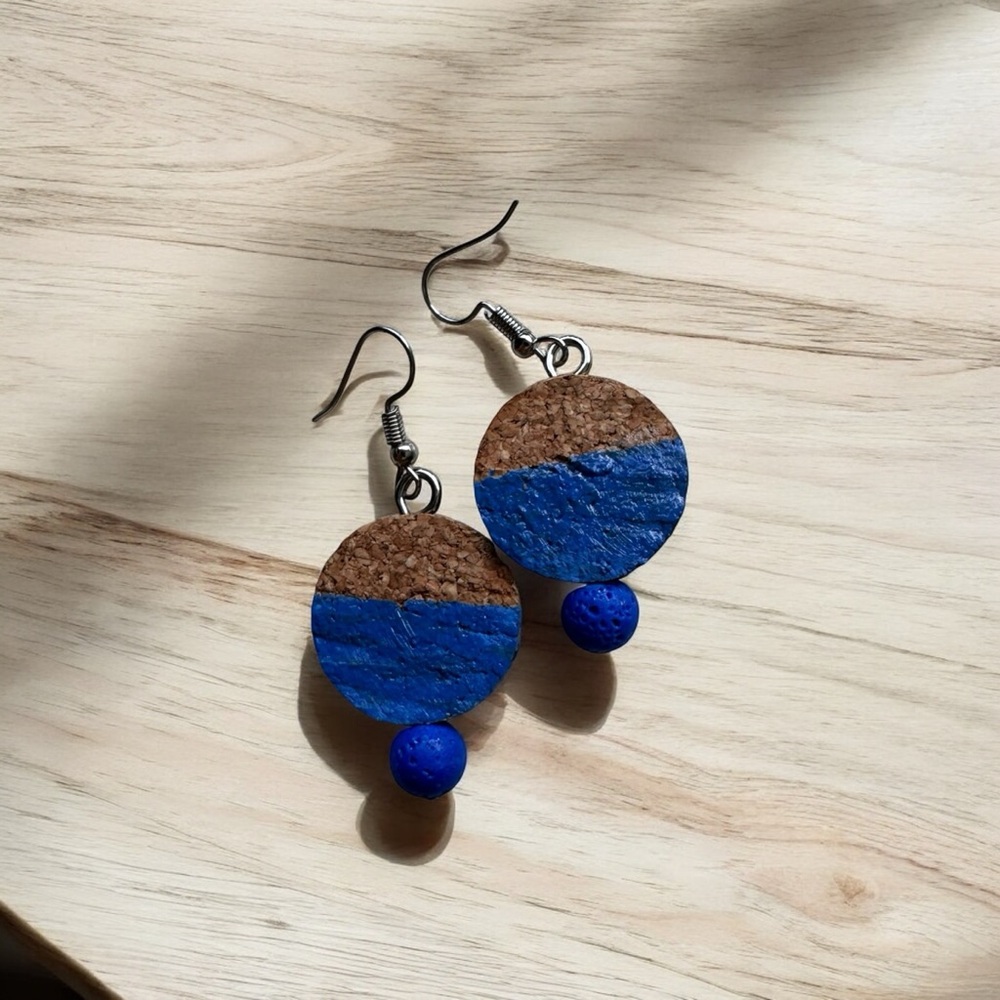 Hand painted cork earrings